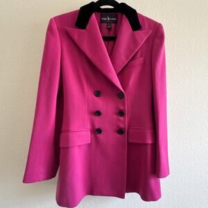 Vintage Ralph Lauren Purple Label Pink Wool Blazer Velvet Collar US 6